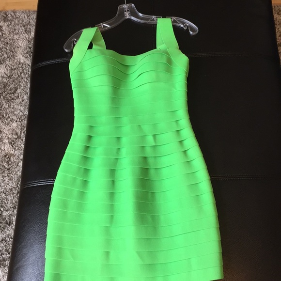 Dresses & Skirts - Lime green bandage cocktail. Caged back bodice.